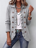 Eloísa | Grey Marl Knit Cardigan with Ruffles