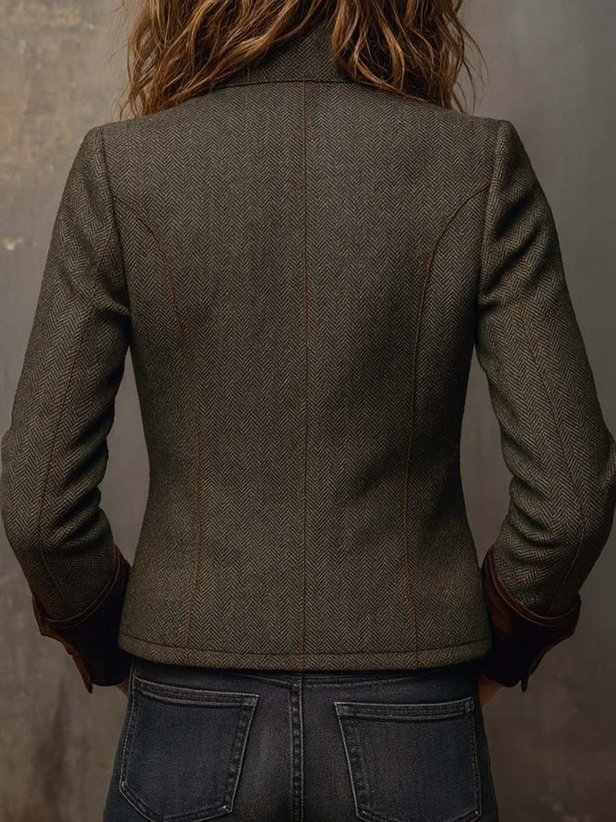 Dolores - Twill Blazer with Contrast Trim