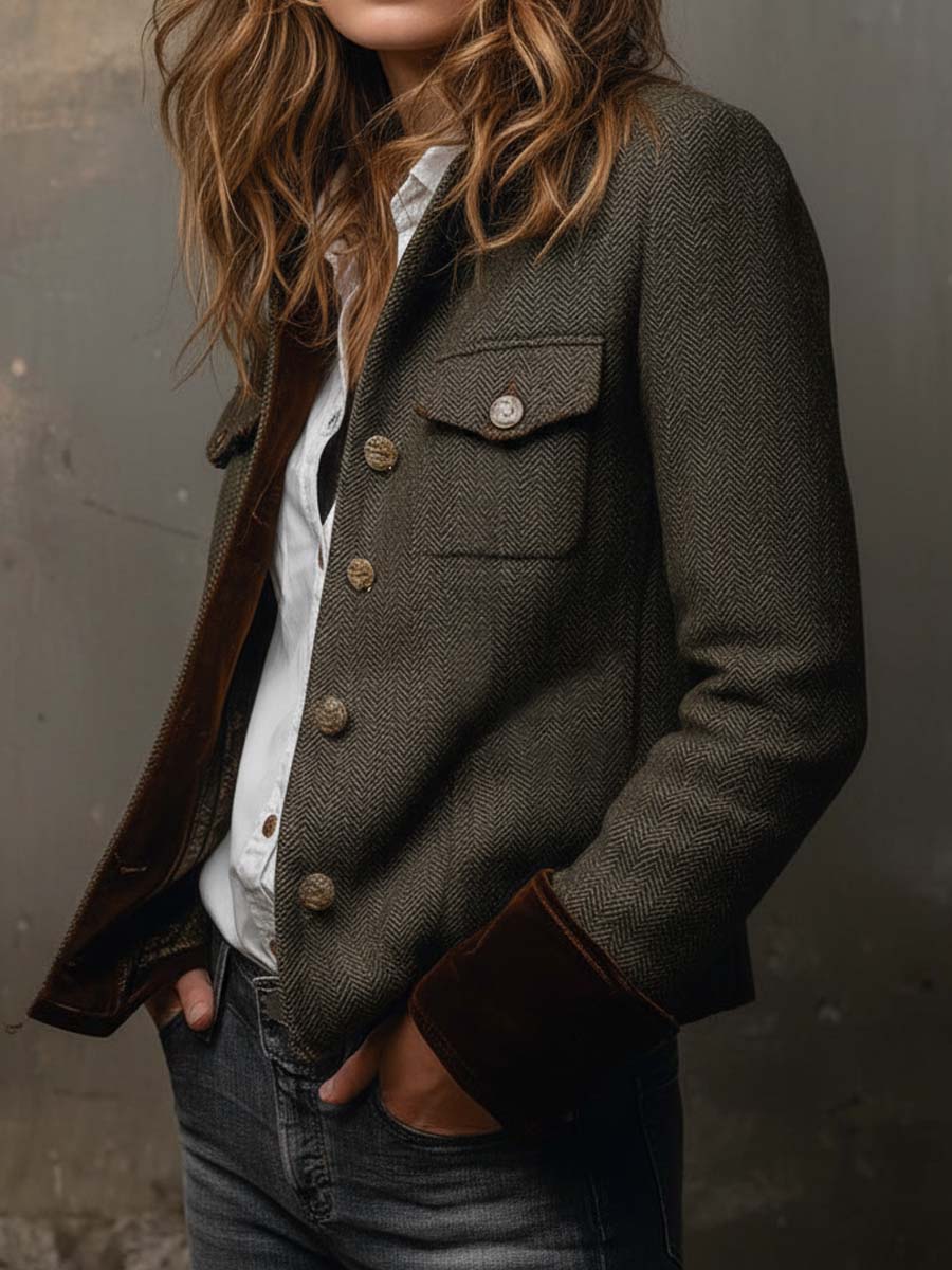Dolores - Twill Blazer with Contrast Trim