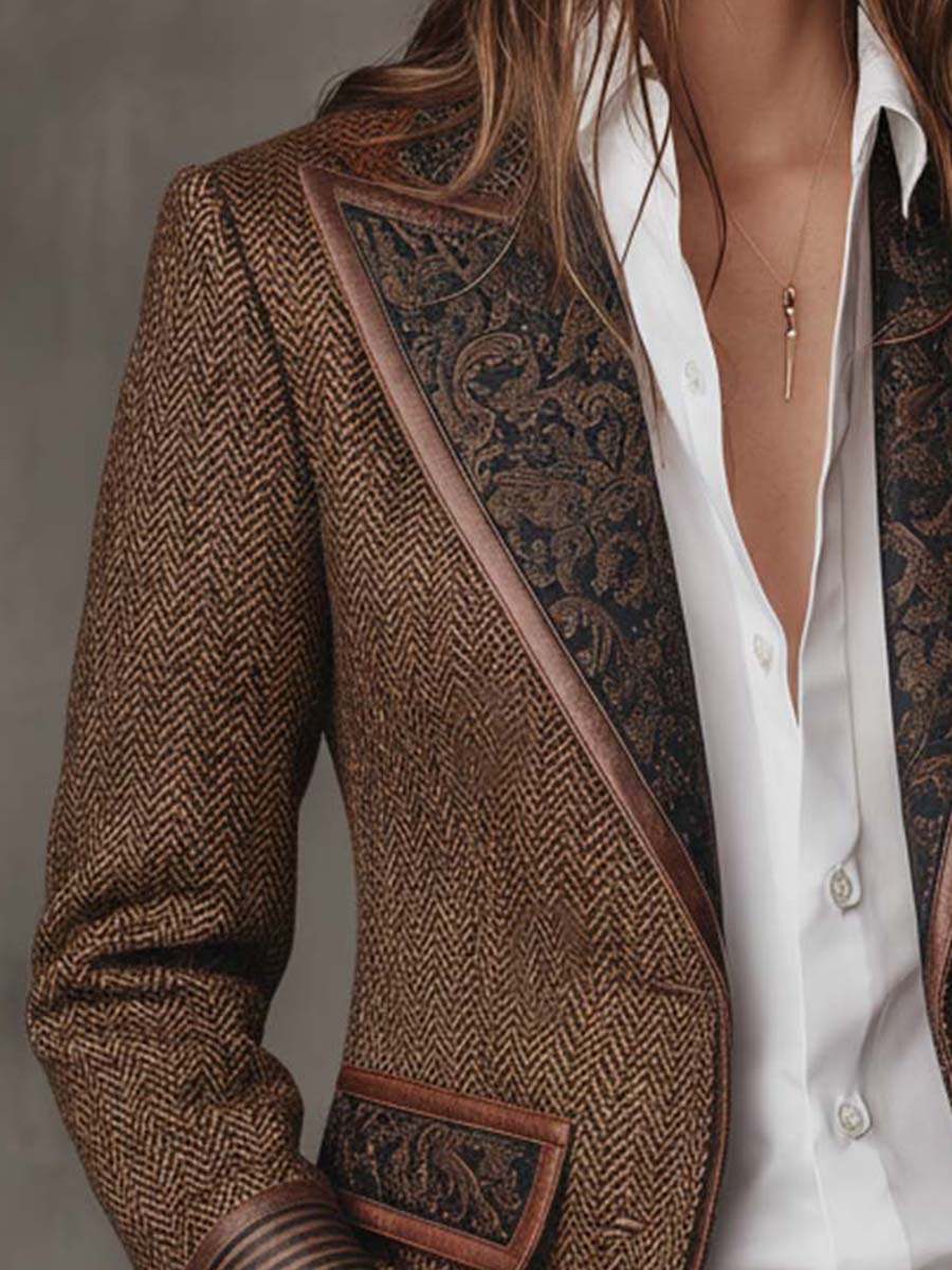 Consuelo - Herringbone Panel Blazer