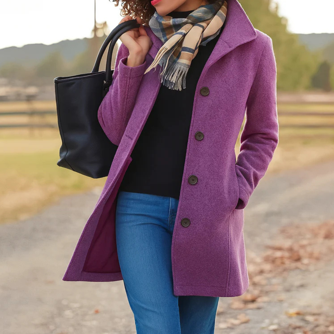 Aurora | Classic Wool Coat with Free Matching Scarf
