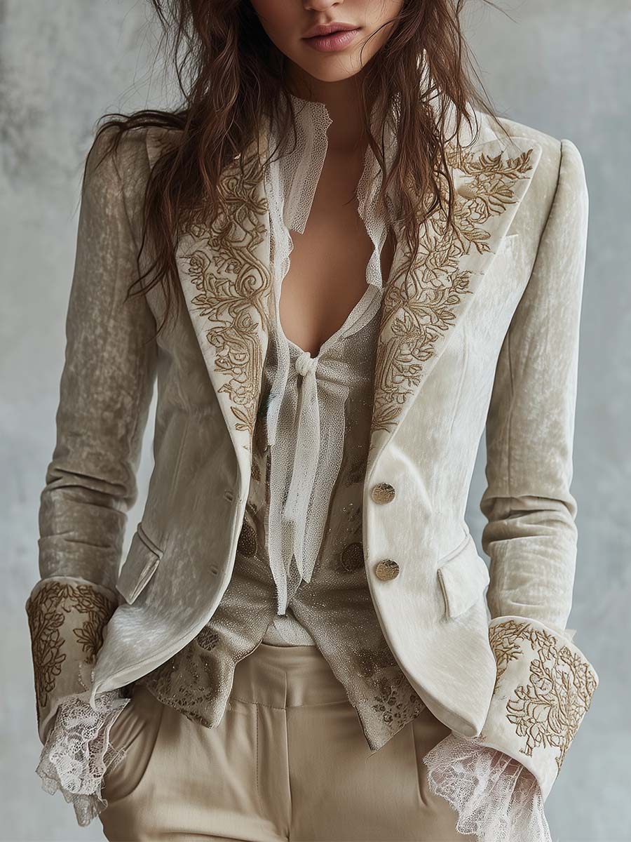 Mercedes - Ivory Embroidered Blazer