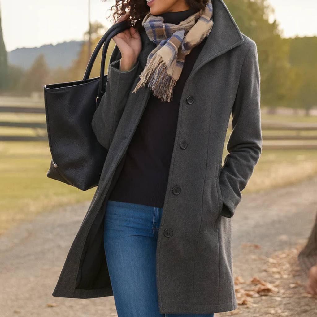 Aurora | Classic Wool Coat with Free Matching Scarf
