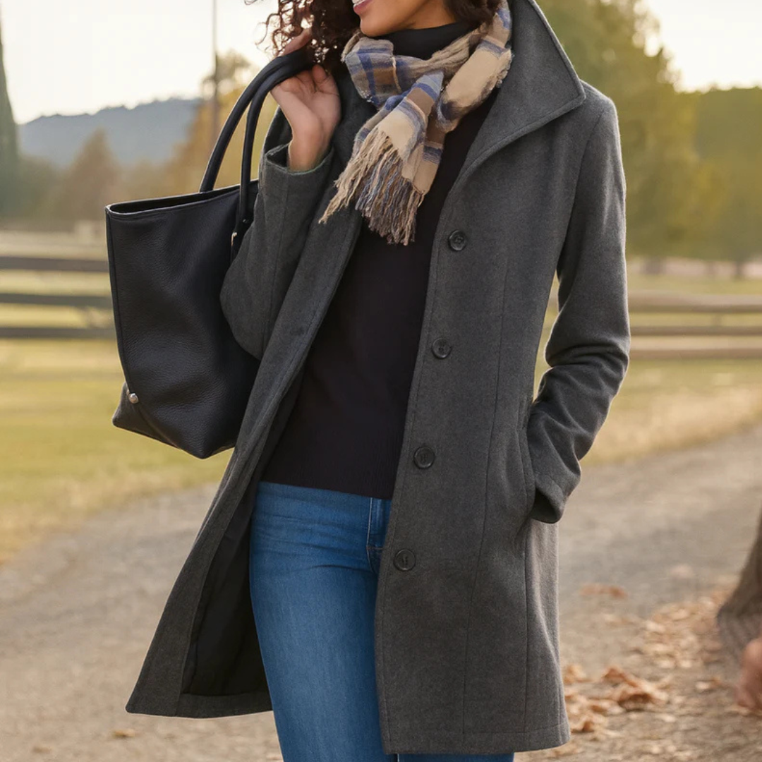 Aurora | Classic Wool Coat with Free Matching Scarf