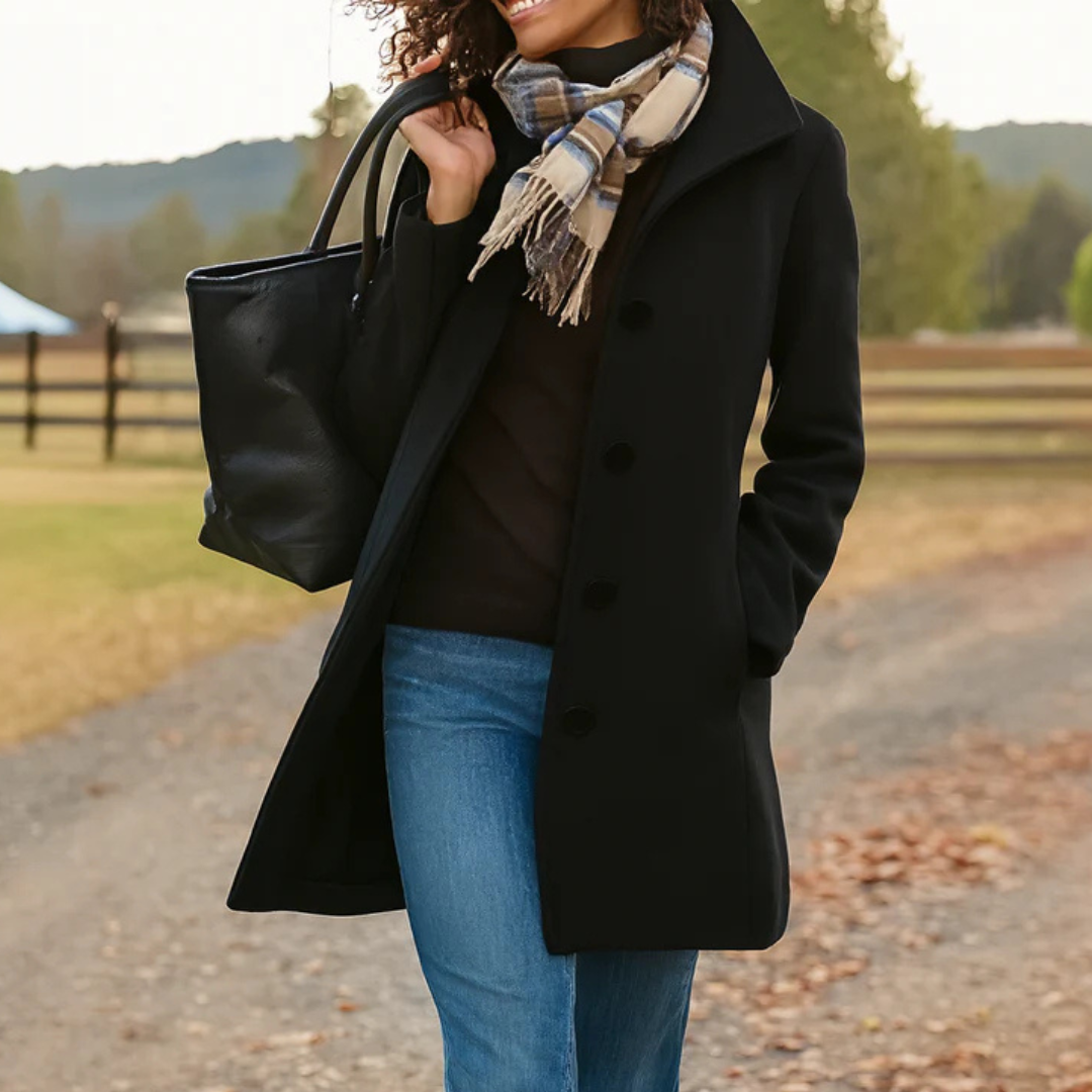 Aurora | Classic Wool Coat with Free Matching Scarf