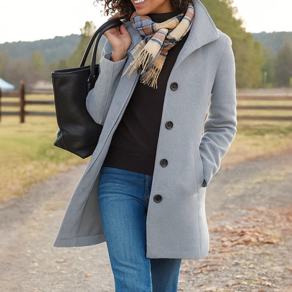 Aurora | Classic Wool Coat with Free Matching Scarf