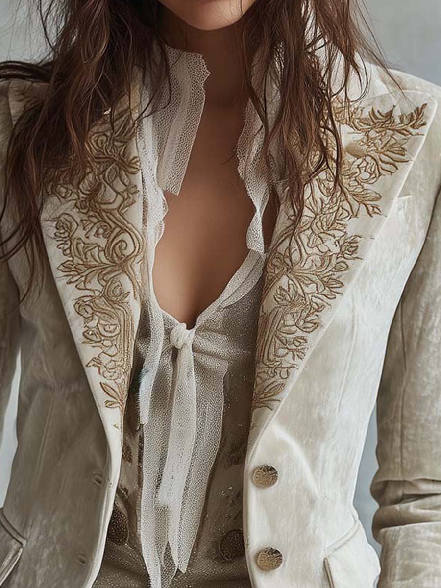 Mercedes - Ivory Embroidered Blazer