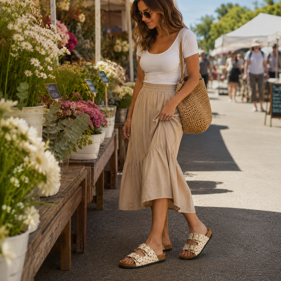 Mirello Lunares — Polka Dot Summer Comfort Sandals