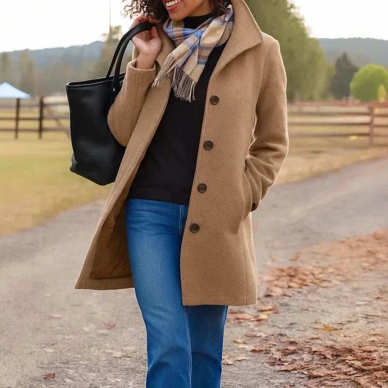 Aurora | Classic Wool Coat with Free Matching Scarf