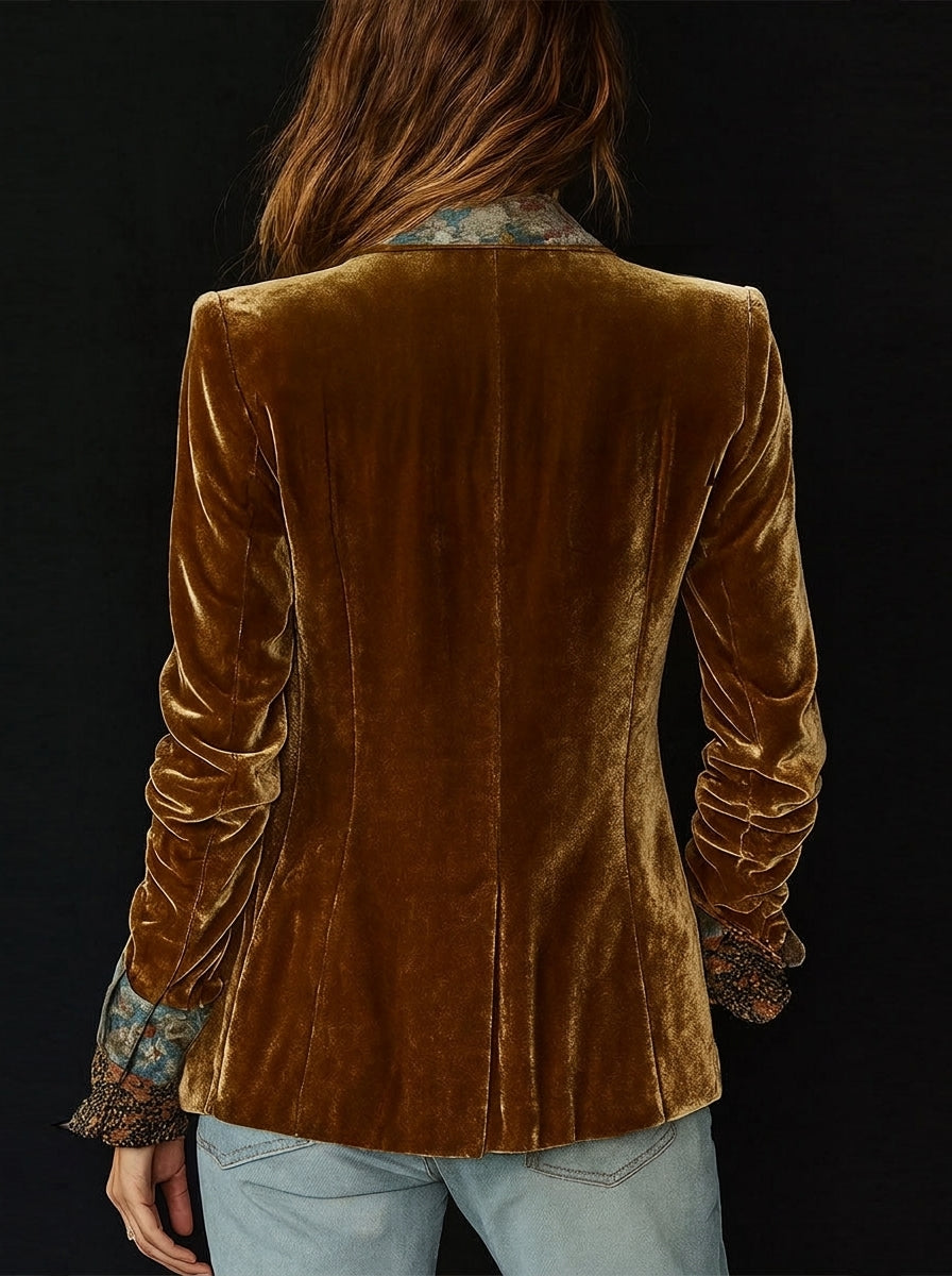 Marcela - Patchwork Blazer with Vintage Floral Print