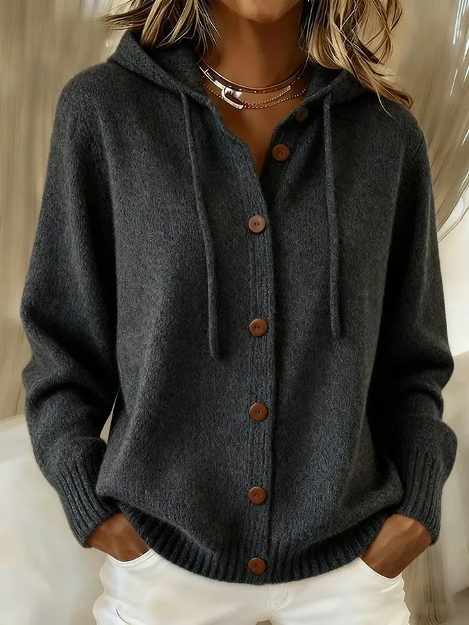 Begoña | Knit Hooded Jacket with Buttons