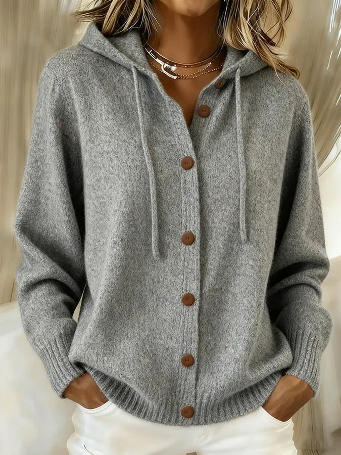 Begoña | Knit Hooded Jacket with Buttons