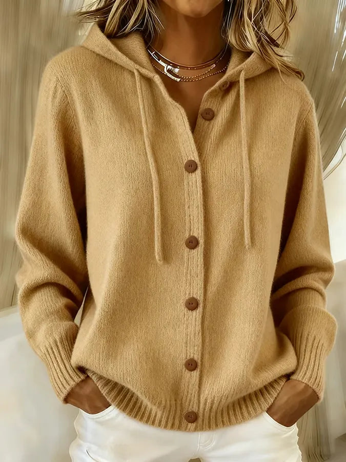Begoña | Knit Hooded Jacket with Buttons