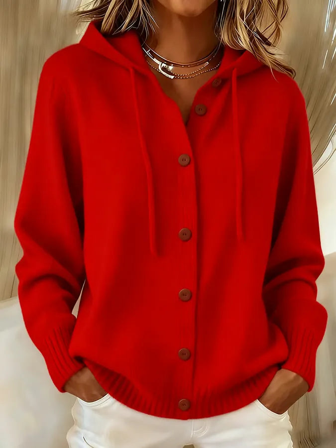Begoña | Knit Hooded Jacket with Buttons