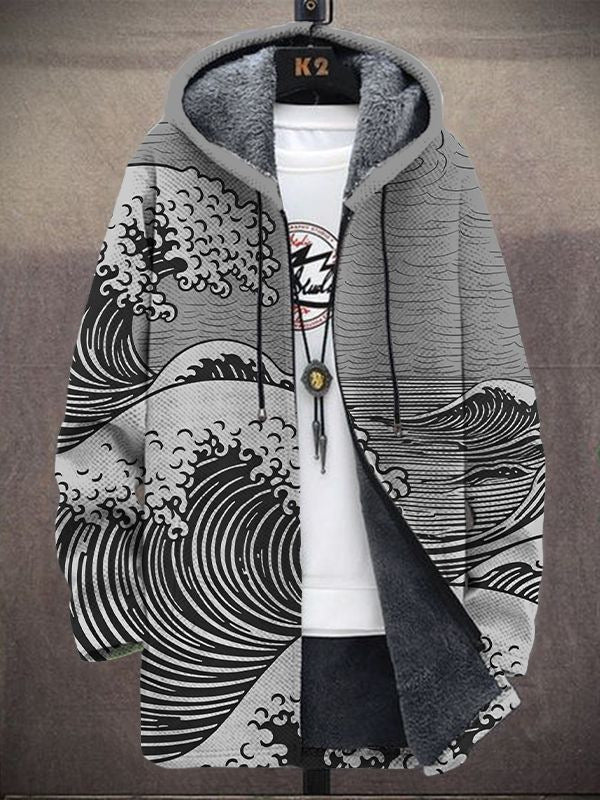 Margot | Hooded Cardigan with Artistic Print
