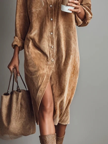 Estela | Corduroy Midi Dress