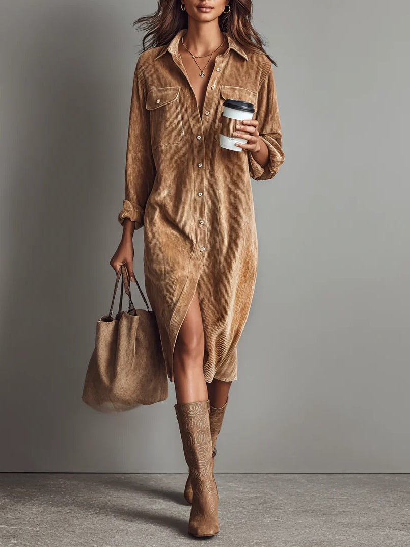 Estela | Corduroy Midi Dress