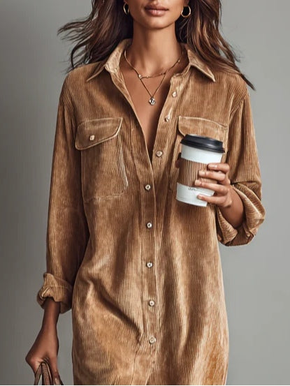 Estela | Corduroy Midi Dress