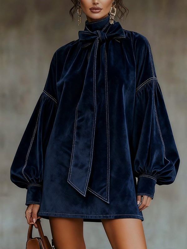 Trinidad | Velvet Mini Dress with Bow