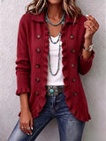 Rosalía | Ruby Red Knit Jacket with Ruffles