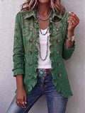 Jacinta | Green Paisley Jacket with Ruffles