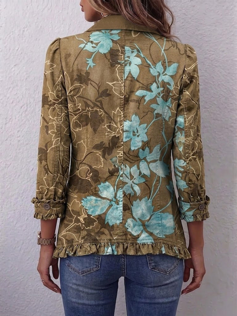 Salud | Gradient Floral Jacket with Ruffles