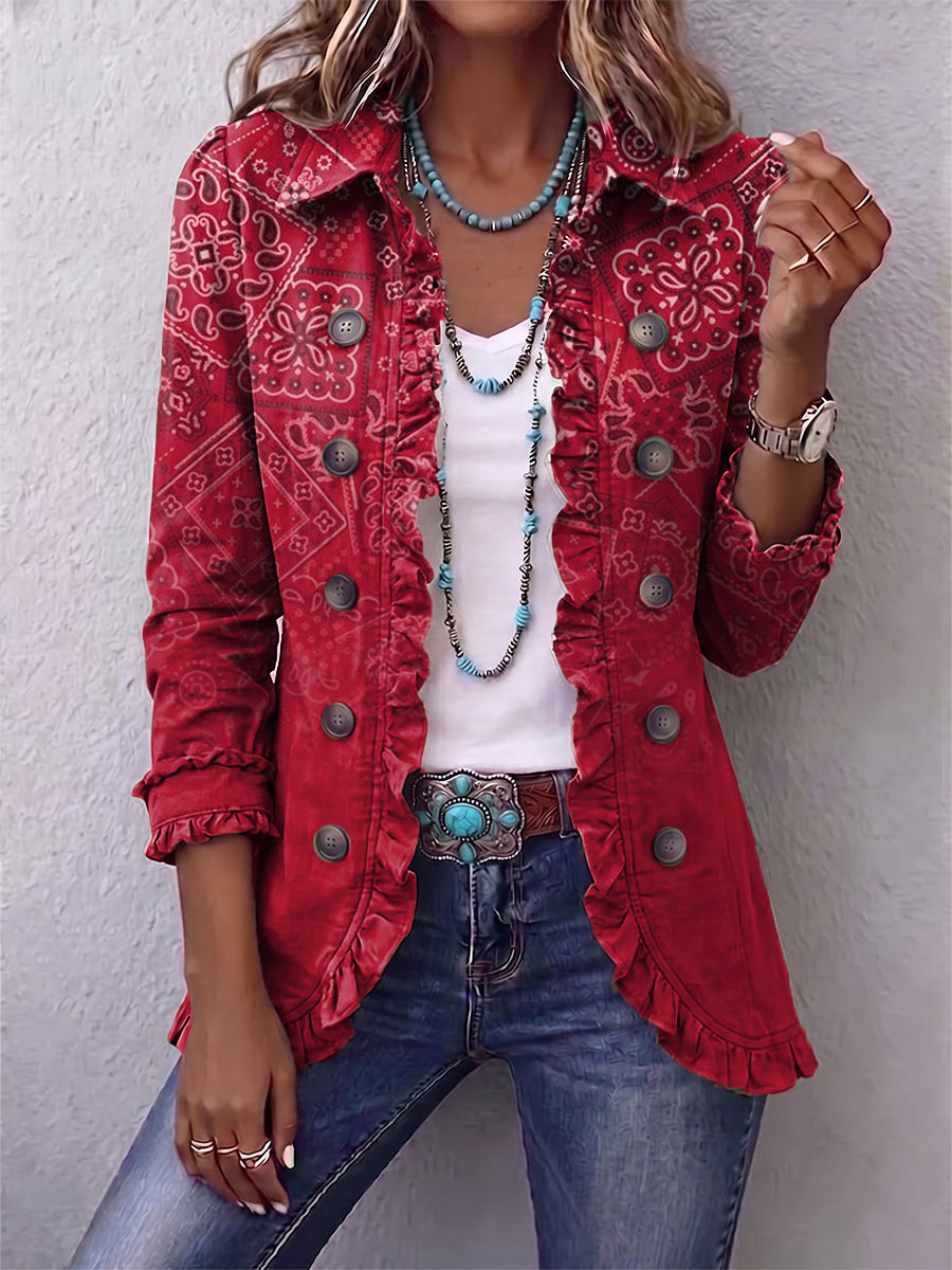 Clotilde | Gradient Paisley Jacket with Ruffles