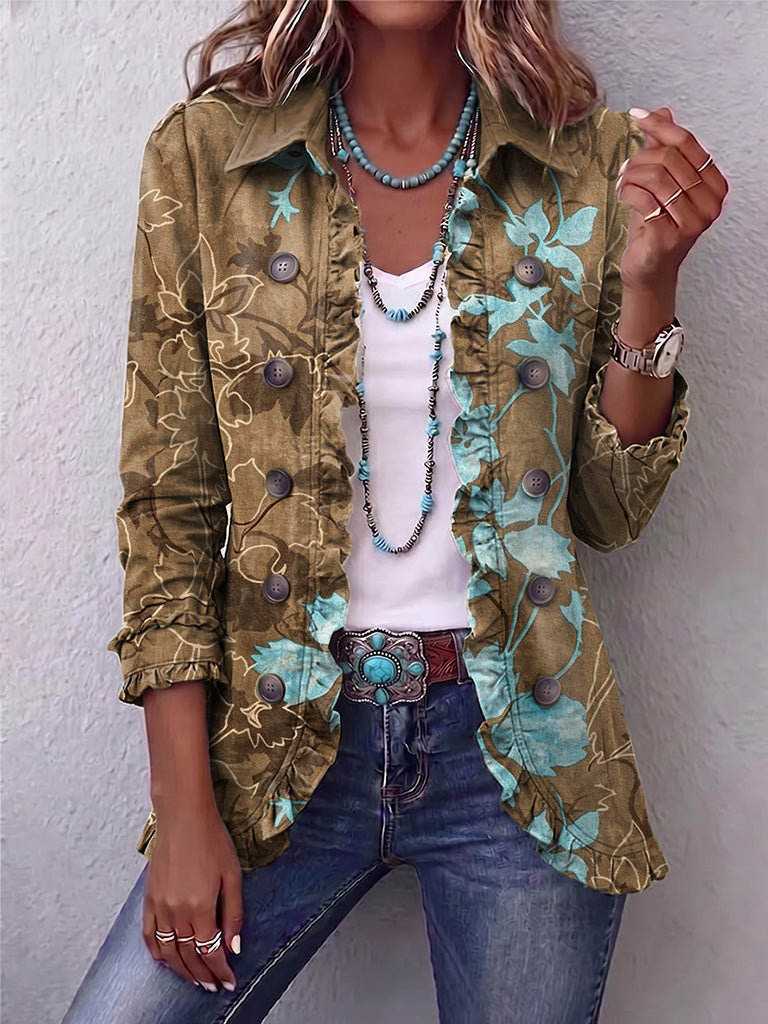 Salud | Gradient Floral Jacket with Ruffles