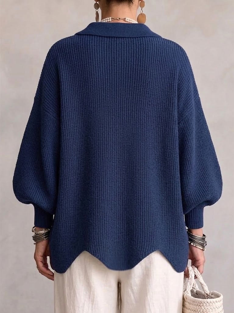 Isadora™ | Oversize Collared Cardigan with Large Metal Buttons