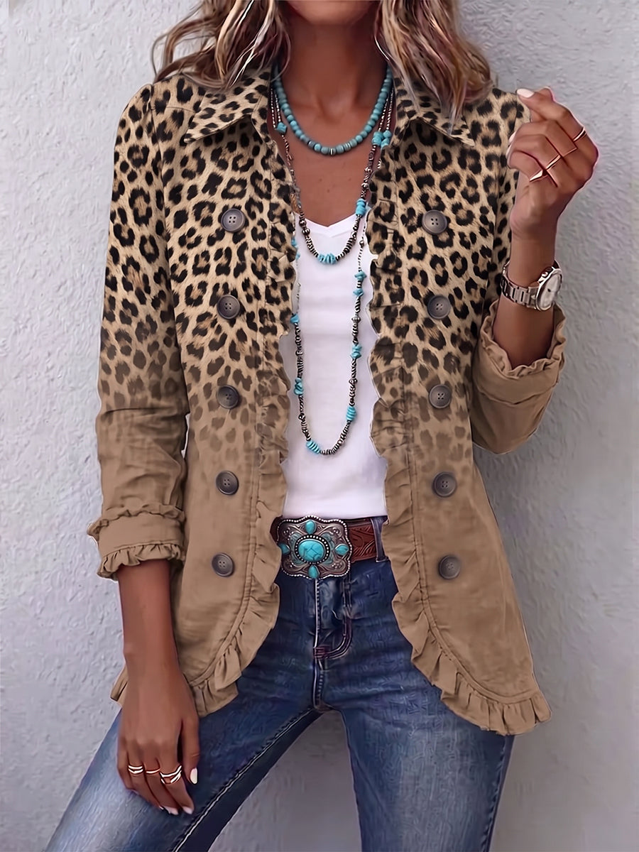 Ángeles | Gradient Leopard Jacket with Ruffles