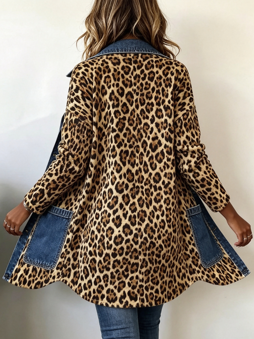 Lorena | Long Leopard Jacket with Denim