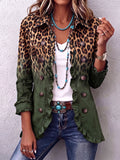 Ramona | Green Leopard Print Ruffled Blazer Jacket